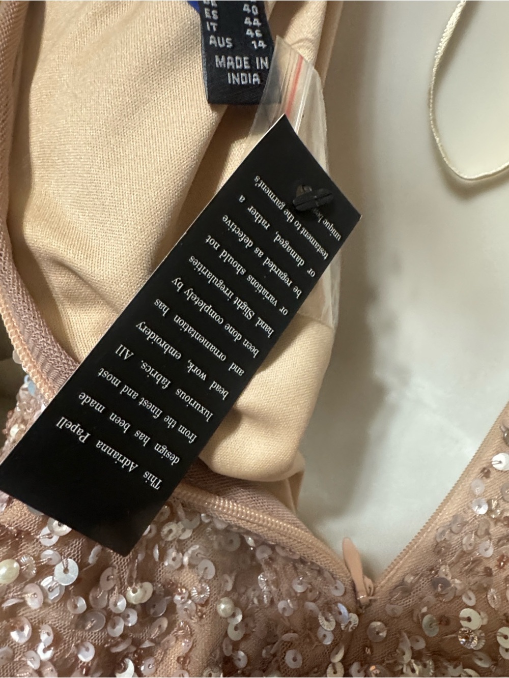 Adrianna Papell Rose Gold Beaded Flutter Sleeve Scoopnevk Sheath Dress - Picture 10 of 13